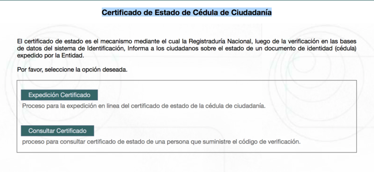 Certificado de Estado de Cédula de Ciudadanía en Colombia