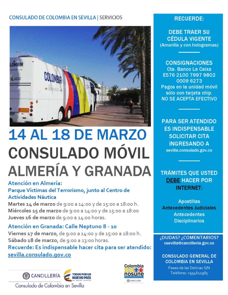Consulado Móvil de Colombia en Almería y Granada